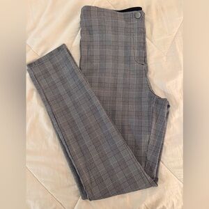 Violets & Roses Gray Checkered Women's Straight Leg Pants
